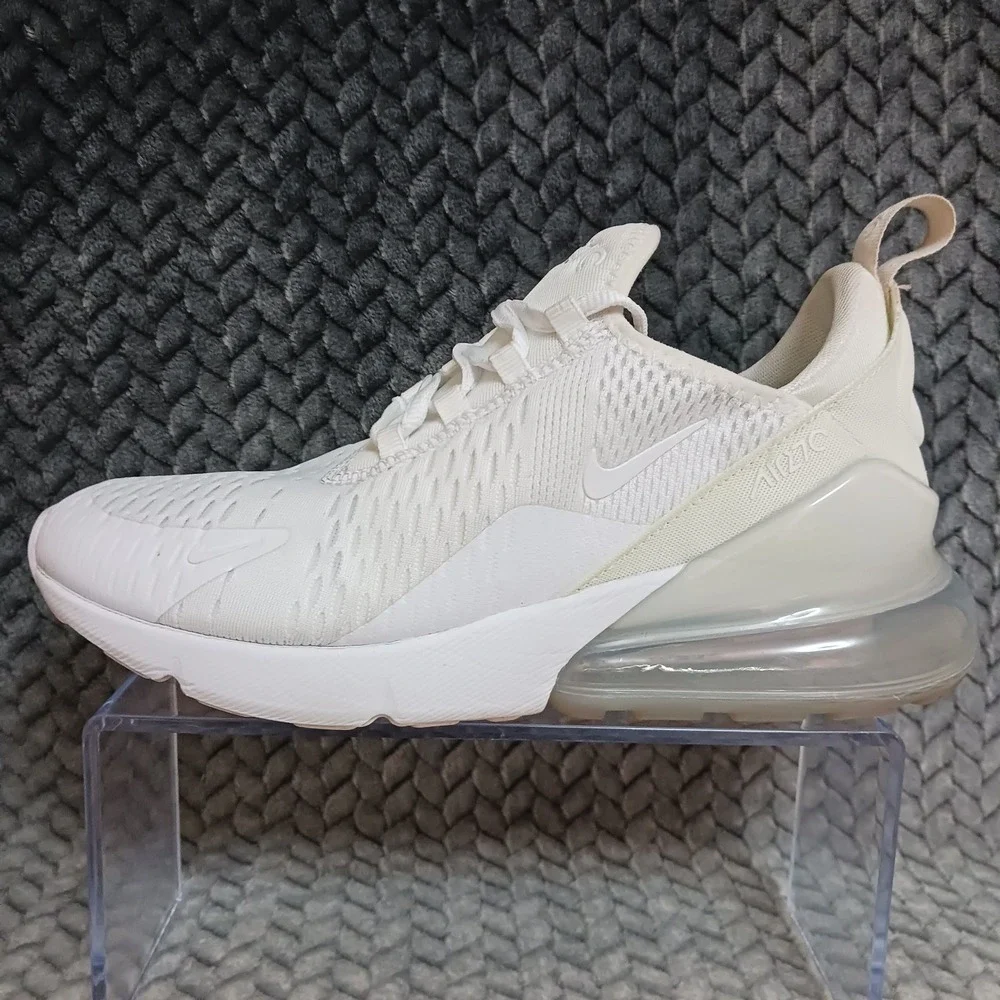 Nike Air Max 270 White Metallic Silver GS Walking Running Shoes Sz 6.5Y Womens 8